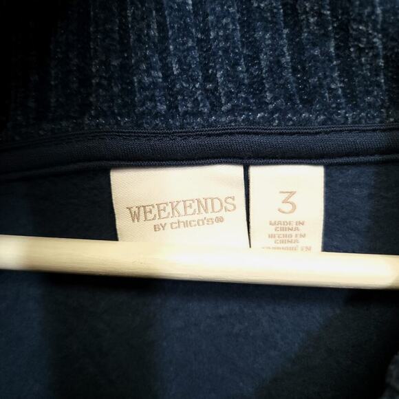 Weekends Chicos Cozisoft Fleece Backed Cowl Neck Top Size 3 Xl Blue - Picture 2 of 6